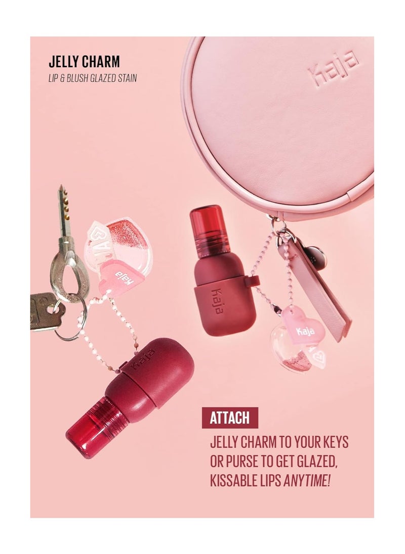KAJA - Lip & Blush Glazed Keychain Stain - Jelly Charm, 01 Cherry Spritz | with Triple Berry Complex, Lemon Fruit Extract &Olive Squalane, Hydrating, Easily Buildable and Blendable, Long Lasting Tint - Image 1