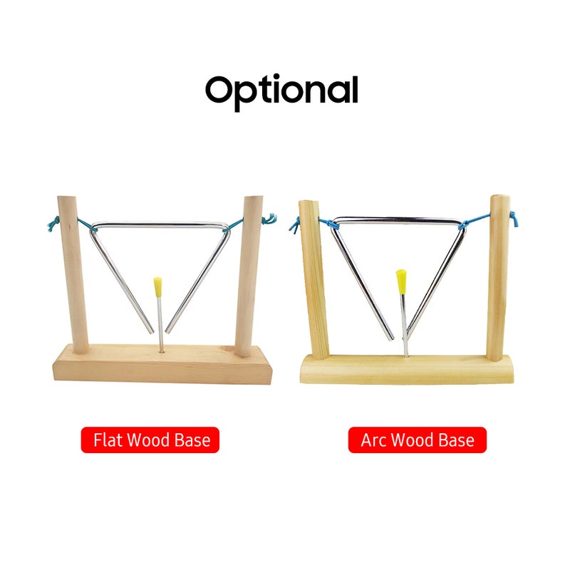 6-inch Triangle Instrument with Striker and Wood Stand Musical Steel Triangle Early Educational Percussion Instrument - Image 2