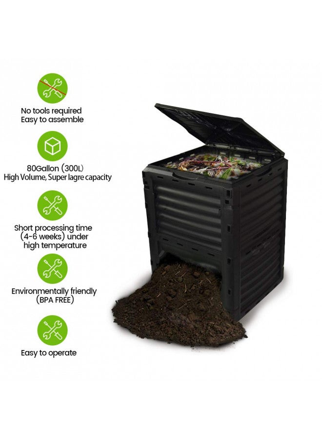 EJWOX Garden Compost Bin from BPA Free Material, 80 Gallon(300 L), Easy Assembling, Large Capacity, Fast Creation of Fertile Soil - Image 2