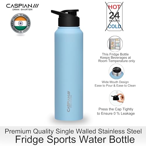 CASPIAN /// HIke ISI Certified Stainless Steel Water Bottle 1ltr. (Multicolored, 1 Litre, Set of 4) | Leak Proof Sipper for Fridge Home Office Travel School Kids Boys Girls Adults Sports Gym| BPA Free - Image 5