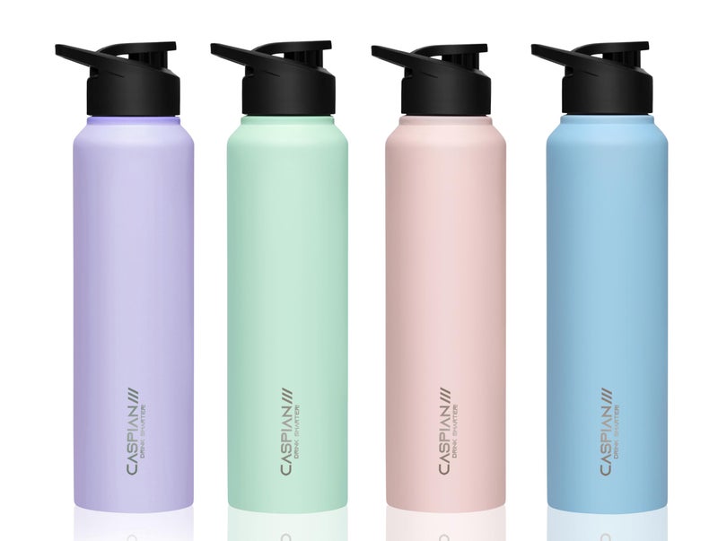CASPIAN /// HIke ISI Certified Stainless Steel Water Bottle 1ltr. (Multicolored, 1 Litre, Set of 4) | Leak Proof Sipper for Fridge Home Office Travel School Kids Boys Girls Adults Sports Gym| BPA Free - Image 1