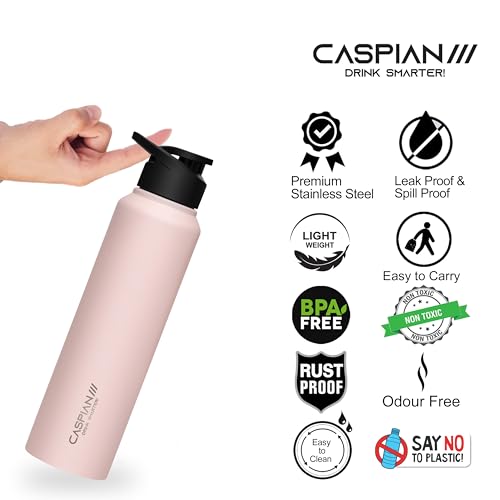 CASPIAN /// HIke ISI Certified Stainless Steel Water Bottle 1ltr. (Multicolored, 1 Litre, Set of 4) | Leak Proof Sipper for Fridge Home Office Travel School Kids Boys Girls Adults Sports Gym| BPA Free - Image 3