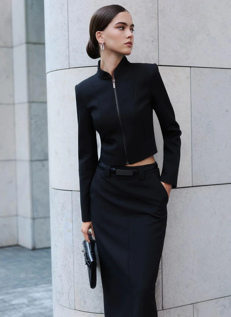 Lichi Fitted single-breasted zip-up jacket