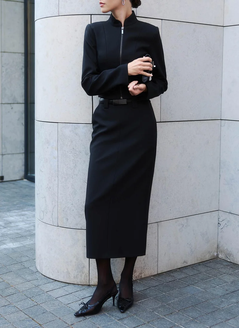 Lichi Fitted single-breasted zip-up jacket