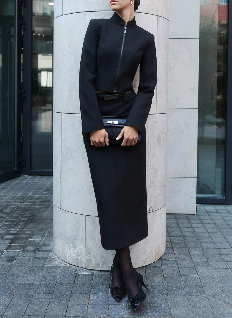 Lichi Fitted single-breasted zip-up jacket