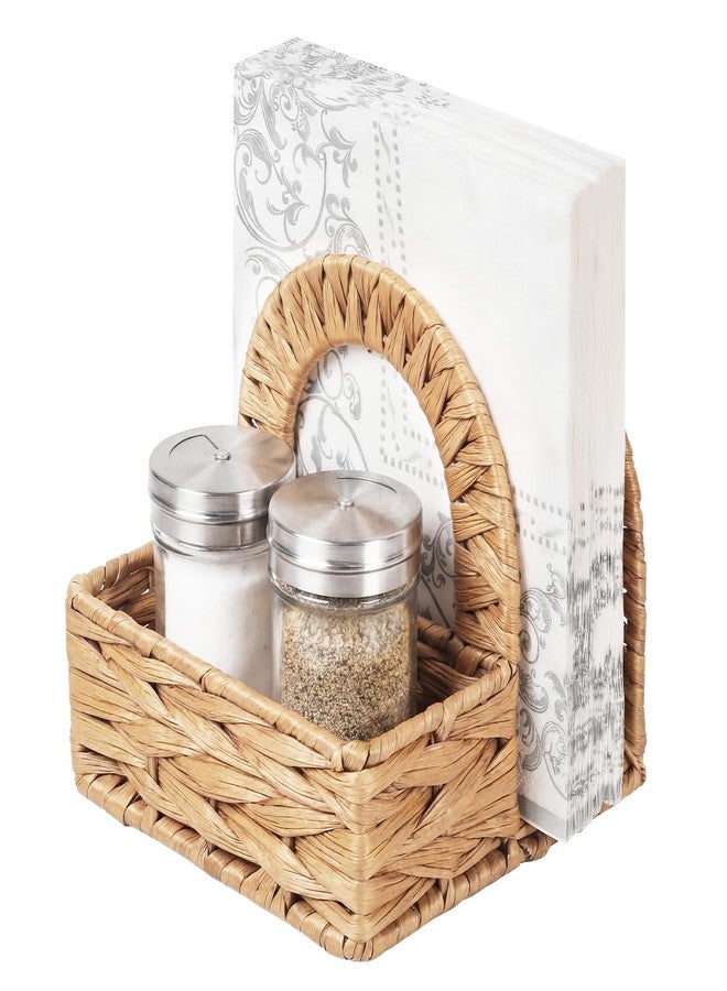Singhoow Napkin Salt Pepper Holder Natural Napkin Holder for Salt Pepper Shakers Caddy Stylish Functional Table Decor for Kitchen Dining Room Picnic Rustic Home (Water Hyacinth) - Image 1