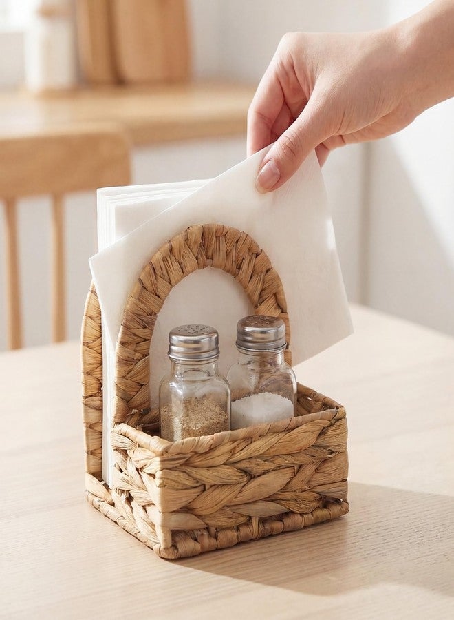 Singhoow Napkin Salt Pepper Holder Natural Napkin Holder for Salt Pepper Shakers Caddy Stylish Functional Table Decor for Kitchen Dining Room Picnic Rustic Home (Water Hyacinth) - Image 4