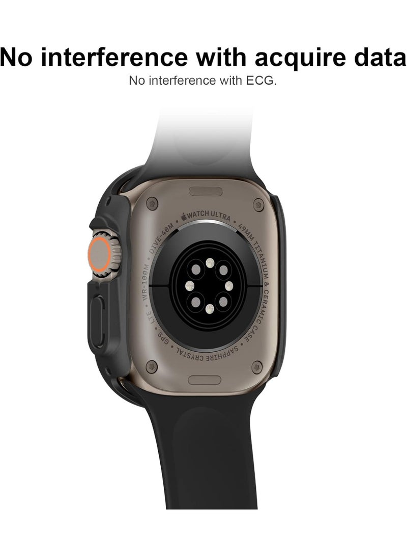 Case Compatible for Apple Watch Ultra 49mm Case with Tempered Glass Screen Protector, Ultra-Thin PC Protective Cover Full Protection Screen Protector Case Cover for Apple Watch 49mm(Black) - Image 3