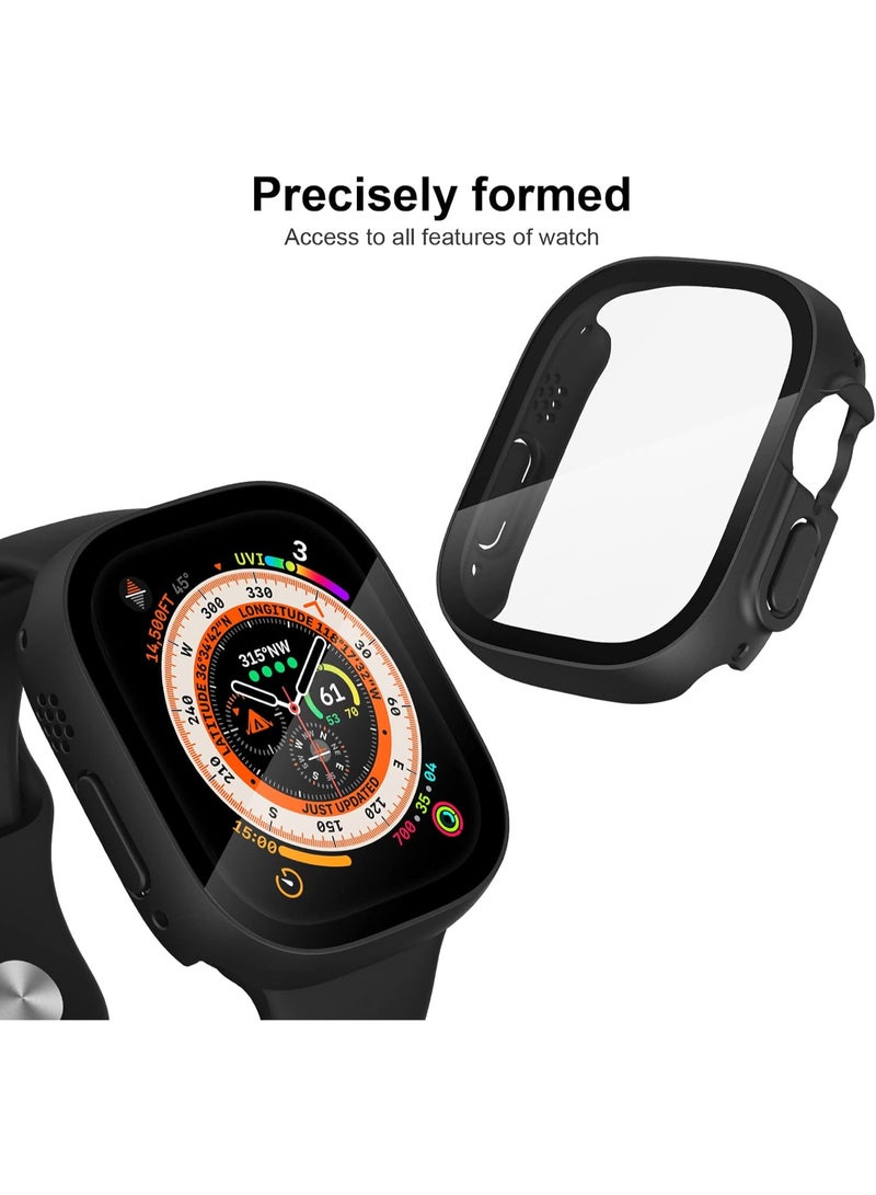 Case Compatible for Apple Watch Ultra 49mm Case with Tempered Glass Screen Protector, Ultra-Thin PC Protective Cover Full Protection Screen Protector Case Cover for Apple Watch 49mm(Black) - Image 5