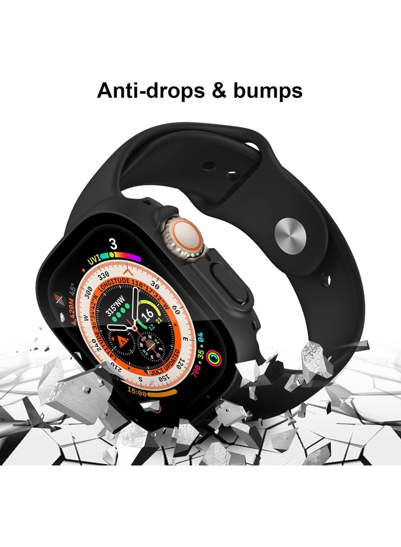 Case Compatible for Apple Watch Ultra 49mm Case with Tempered Glass Screen Protector, Ultra-Thin PC Protective Cover Full Protection Screen Protector Case Cover for Apple Watch 49mm(Black) - Image 2