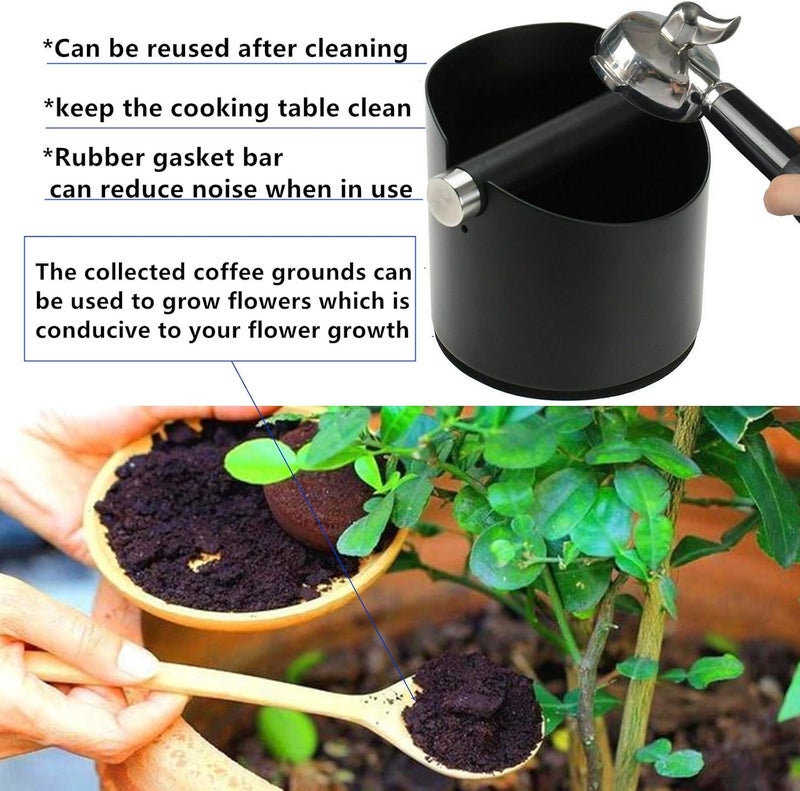DIBTSA Espresso Knock Box, Stainless Steel Coffee Grounds Knock Box, With Removable Knock Bar and Non-Slip Rubber Base (Black) - Image 5