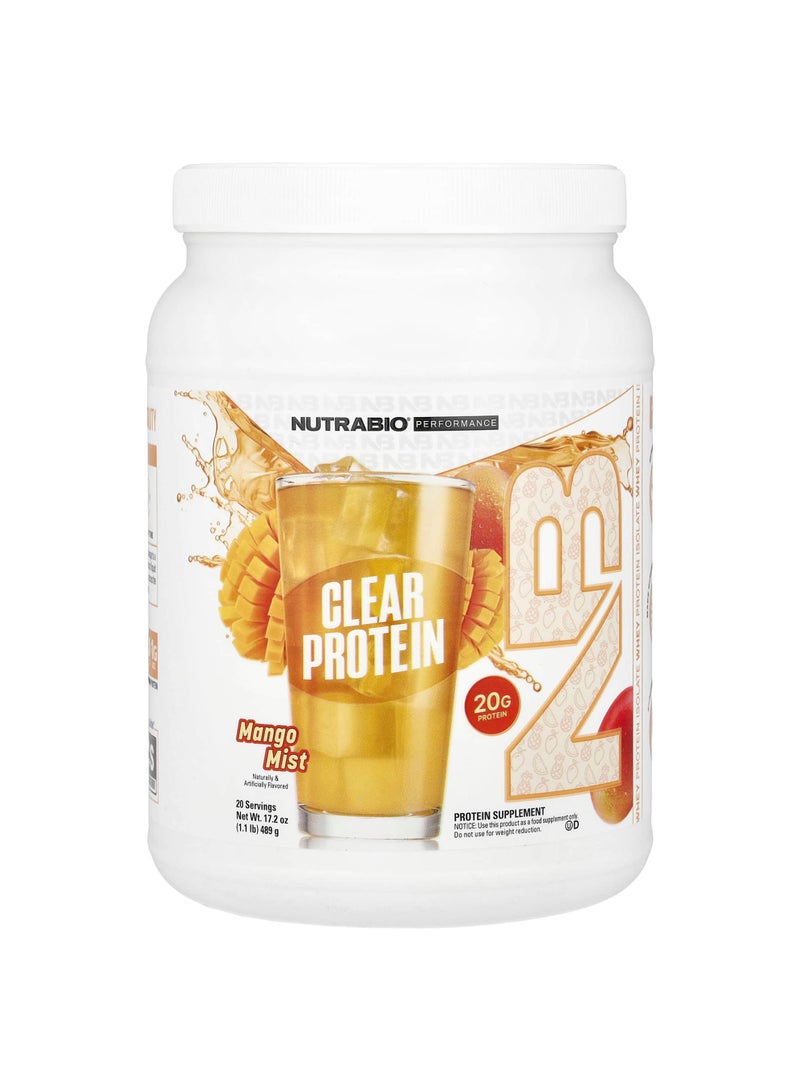 NutraBio Performance, Clear Protein, Mango Mist, 1.1 lb (489 g)