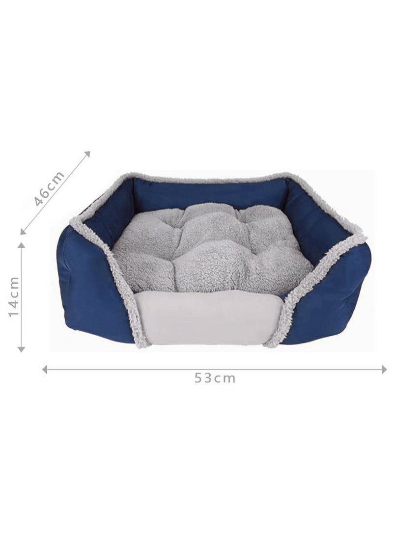 Deo King Rectangular Pet Bed With Removable Pet Mat Dark Blue/Grey 53x46x14cm - Image 2