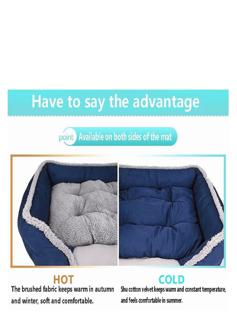 Deo King Rectangular Pet Bed With Removable Pet Mat Dark Blue/Grey 53x46x14cm - Image 3