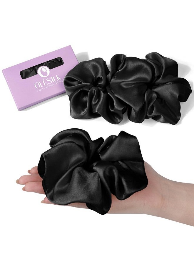 OLESILK Silk Scrunchies Oversized 100% Mulberry: Large for Women& Girls Long Thick Hair, Soft Smooth for No Damage Hair Care Sleeping - Image 1