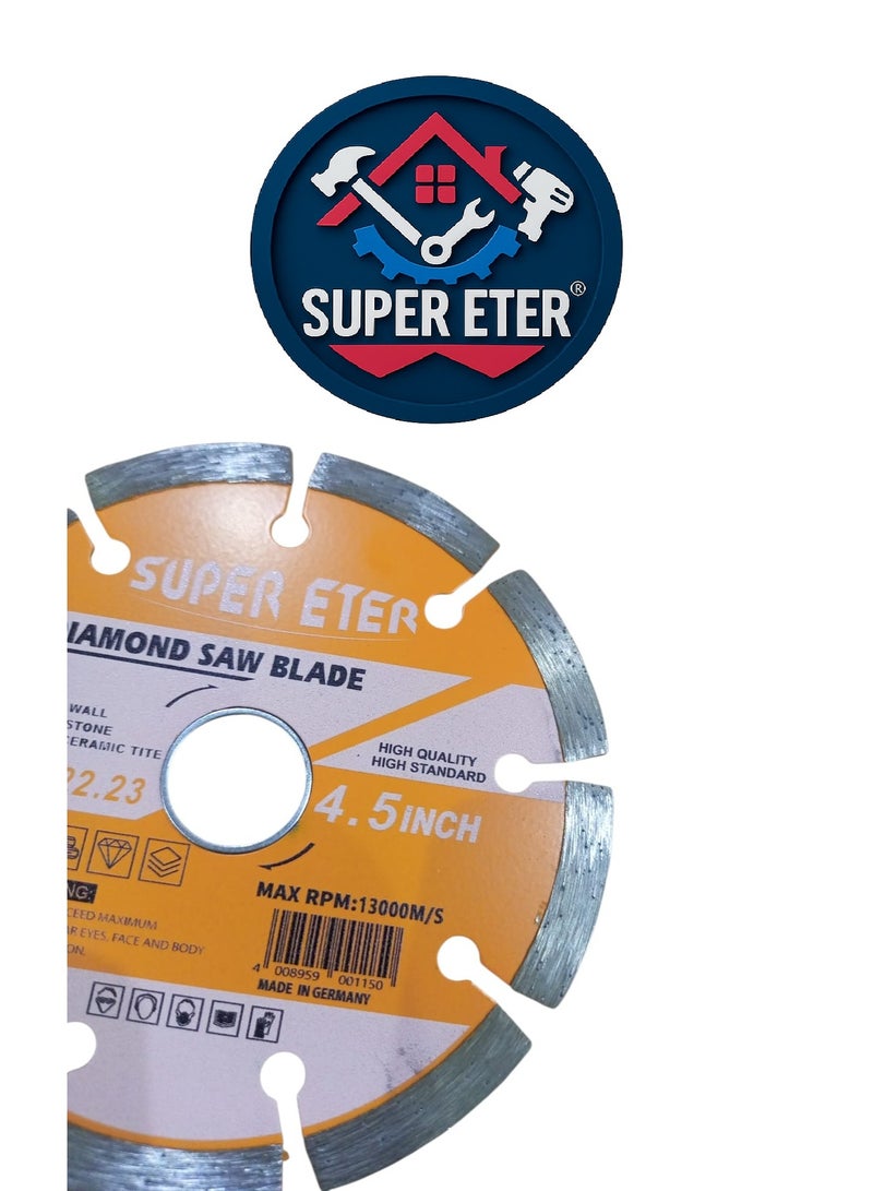 SUPER   ETER SUPER ETER Diamond Saw Blade 4.5 Inch 115×22.23mm – Model 10005571 – High-Quality Cutting Disc for Wall, Stone & Ceramic – 13000RPM Max Speed - Image 2