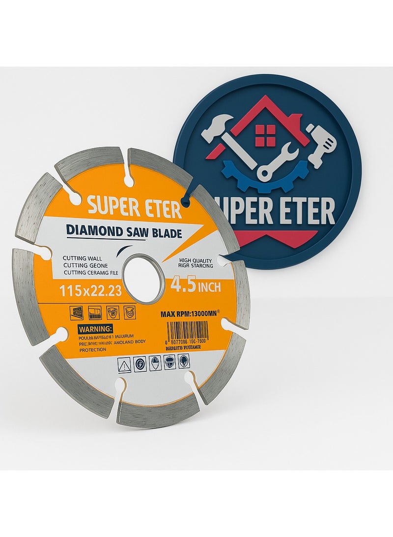 SUPER   ETER SUPER ETER Diamond Saw Blade 4.5 Inch 115×22.23mm – Model 10005571 – High-Quality Cutting Disc for Wall, Stone & Ceramic – 13000RPM Max Speed - Image 1
