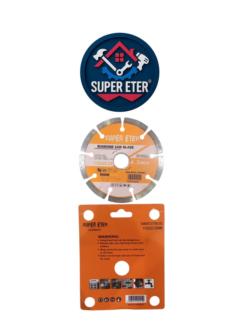 SUPER   ETER SUPER ETER Diamond Saw Blade 4.5 Inch 115×22.23mm – Model 10005571 – High-Quality Cutting Disc for Wall, Stone & Ceramic – 13000RPM Max Speed - Image 4
