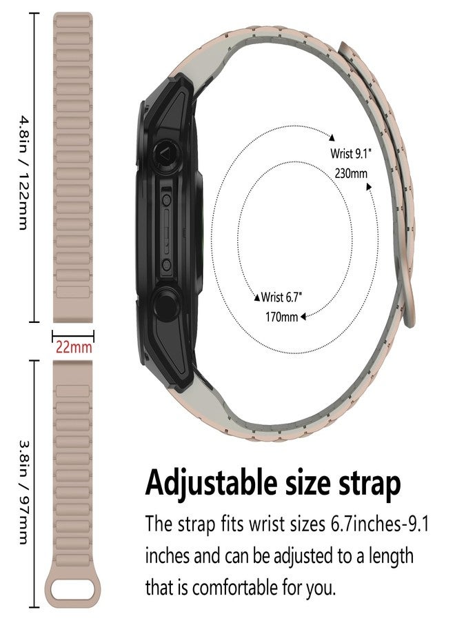 MYSNBKN 22 mm Quick Fit Silicone Magnetic Strap for Fenix 8 47 mm/Fenix 7/Fenix 7 Pro/Fenix 6/Fenix 6 Pro/Fenix 5/Fenix 5 Plus/Fenix EPIX, Watch Strap for Forerunner 935/945/955/965/Approach S60/S62 - Image 5