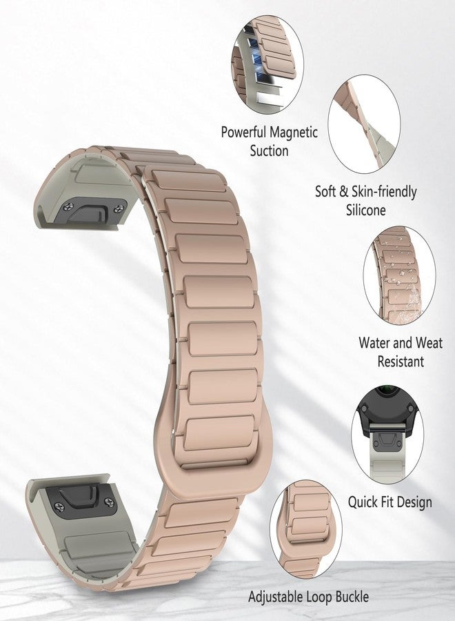 MYSNBKN 22 mm Quick Fit Silicone Magnetic Strap for Fenix 8 47 mm/Fenix 7/Fenix 7 Pro/Fenix 6/Fenix 6 Pro/Fenix 5/Fenix 5 Plus/Fenix EPIX, Watch Strap for Forerunner 935/945/955/965/Approach S60/S62 - Image 3