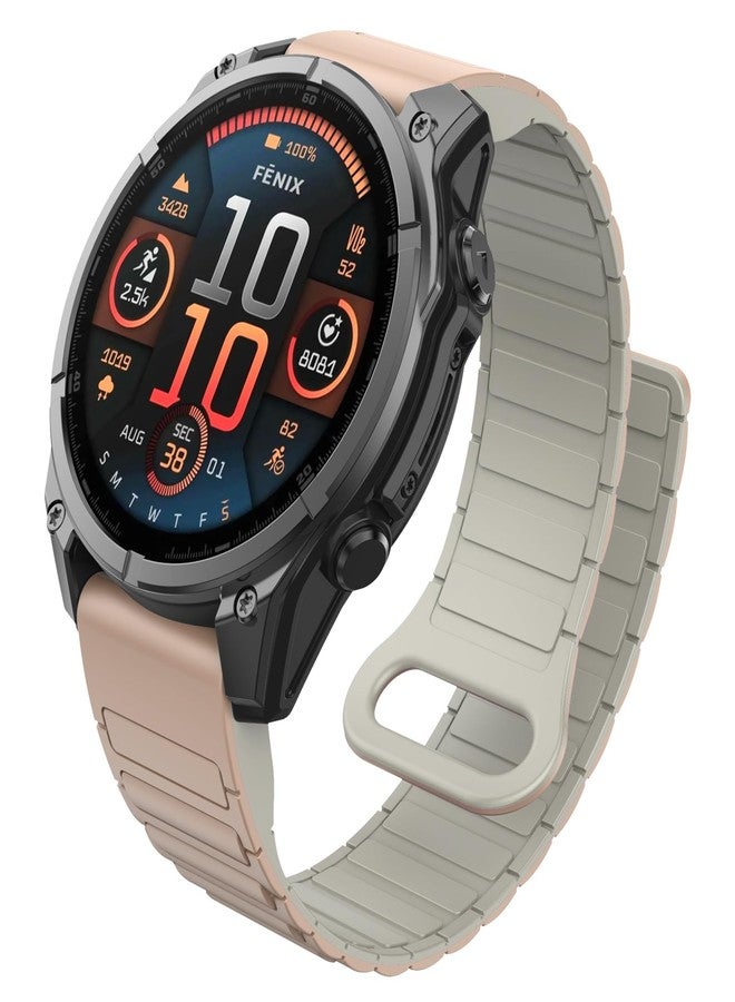 MYSNBKN 22 mm Quick Fit Silicone Magnetic Strap for Fenix 8 47 mm/Fenix 7/Fenix 7 Pro/Fenix 6/Fenix 6 Pro/Fenix 5/Fenix 5 Plus/Fenix EPIX, Watch Strap for Forerunner 935/945/955/965/Approach S60/S62 - Image 1