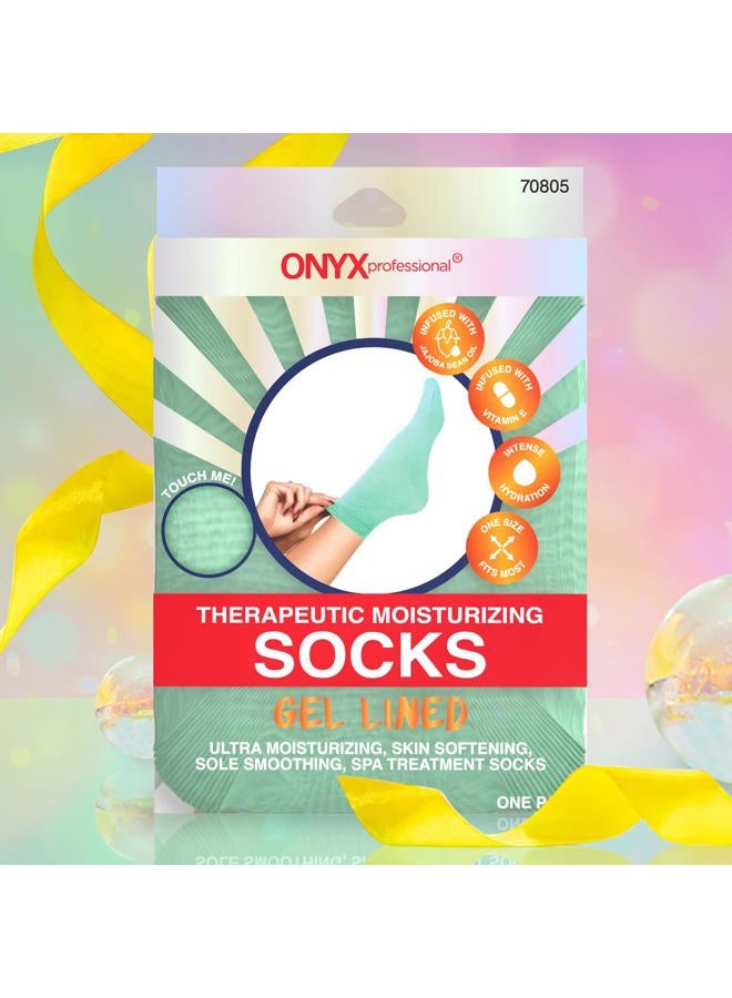 Onyx Professional Gel Moisturizing Socks, One Size Dry Feet Treatment for Women or Men, Hydrating Spa Socks for Dry Feet and Cracked Heel Repair, One Reusable Pair  - Image 1
