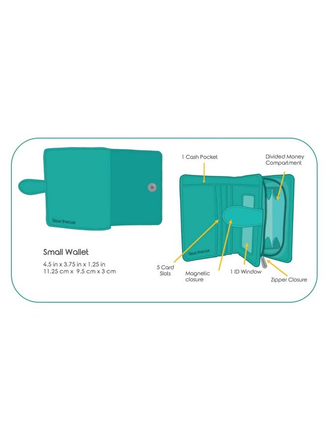 Shag Wear - Mushroom Forest Small Wallet For Women Vegan Faux Leather 4.5 Teal - Image 1