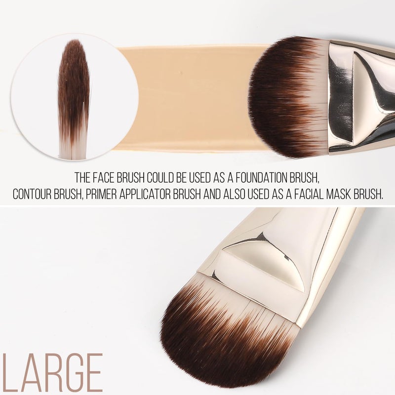 KINGMAS 2Pcs Flat Foundation Brush, Korean Makeup Brush, Tongue-Shape Concealer Contour Brush for Liquid Cream Blending - Image 4