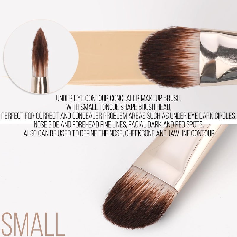 KINGMAS 2Pcs Flat Foundation Brush, Korean Makeup Brush, Tongue-Shape Concealer Contour Brush for Liquid Cream Blending - Image 5