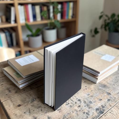 INNAXA Hardbound Diary, Blank Notebooks, A5 (6 x 8) Blank Page Notebook, Hardcover Sketchbook Journal Unlined, 120gsm Thick Paper, 80 Sheets/160 Pages Per Book, (Black, A5-Plain) - Image 5