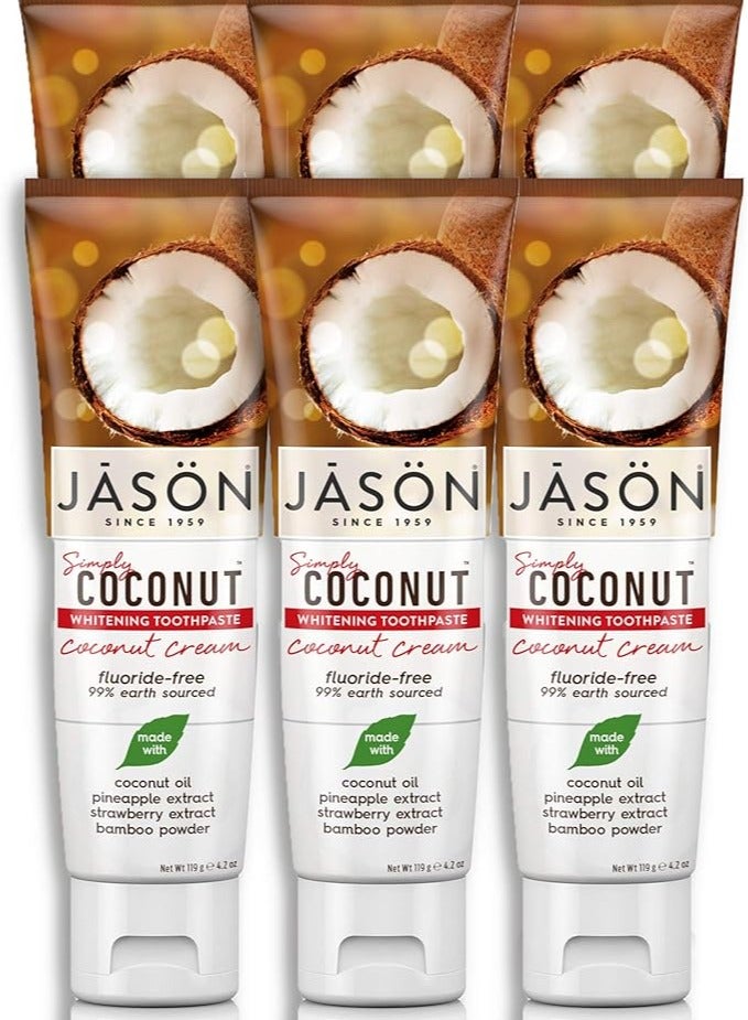 جيسون معجون أسنان جيسون ببساطة جوز الهند لتبييض الأسنان، خالي من الفلورايد بحجم 42 أونصة - Image 4