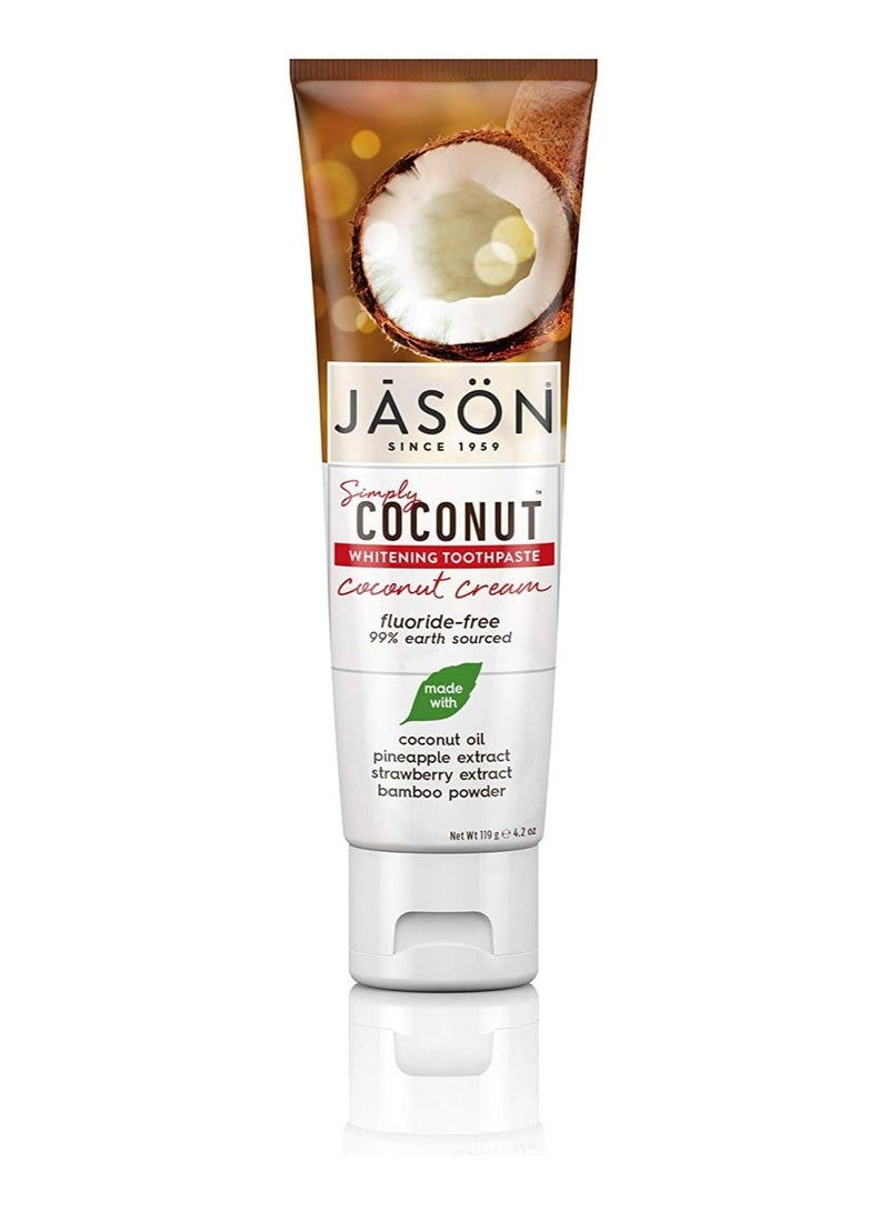 جيسون معجون أسنان جيسون ببساطة جوز الهند لتبييض الأسنان، خالي من الفلورايد بحجم 42 أونصة - Image 1