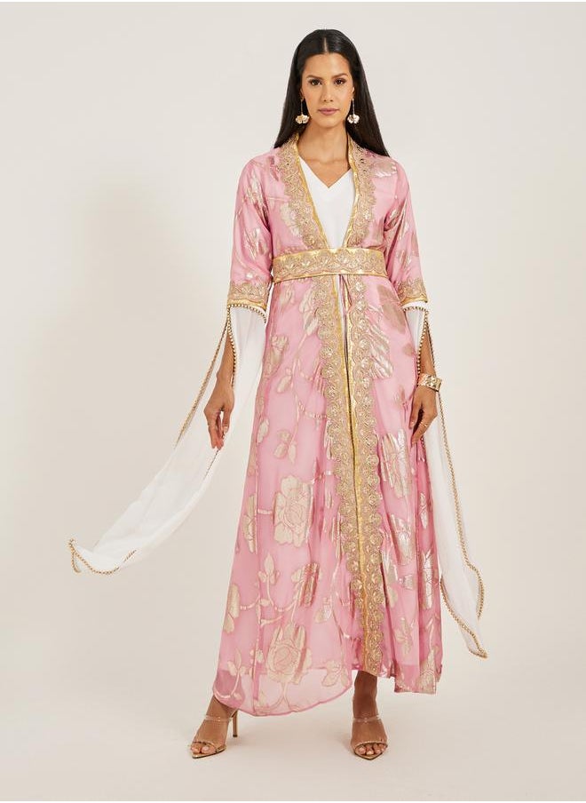 Maxim Creation - Embroidered Belted Kaftan with Inner and Belt Detail by Styli - Image 1