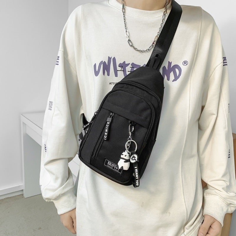 2023 New Arrival Tooling Canvas Chest Bag Men'S Ins Japanese Style Casual Student Small Satchel Girls' Mobile Phone Small Backpack - Image 1