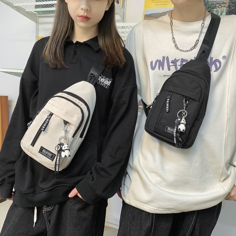 2023 New Arrival Tooling Canvas Chest Bag Men'S Ins Japanese Style Casual Student Small Satchel Girls' Mobile Phone Small Backpack - Image 2