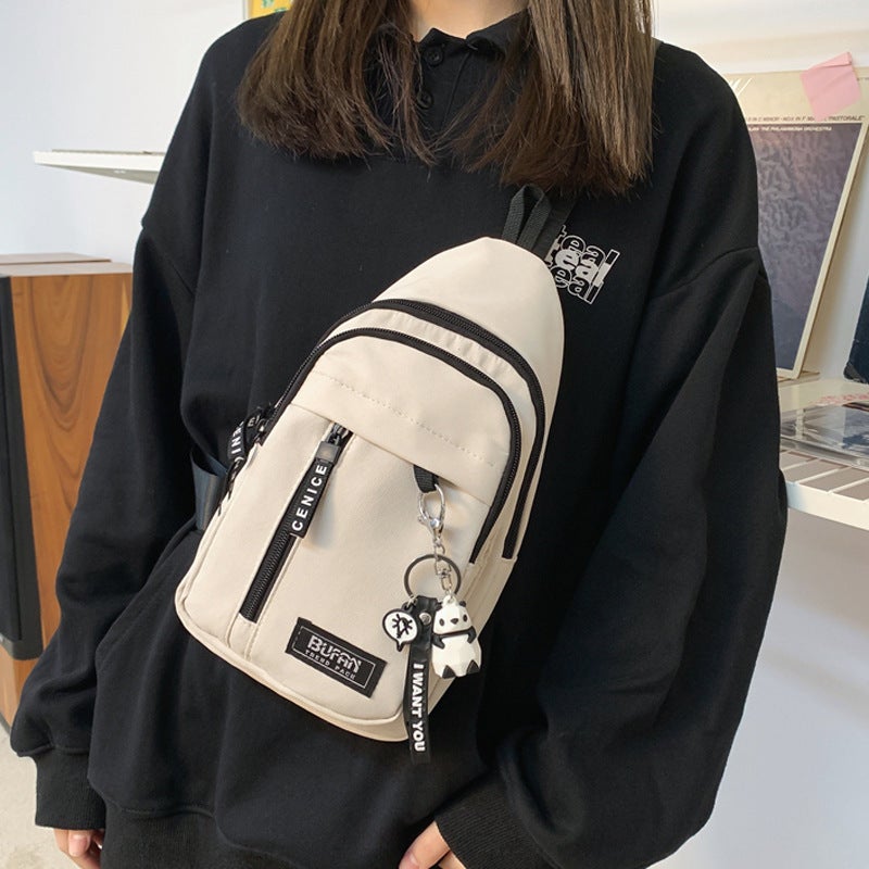 2023 New Arrival Tooling Canvas Chest Bag Men'S Ins Japanese Style Casual Student Small Satchel Girls' Mobile Phone Small Backpack - Image 3