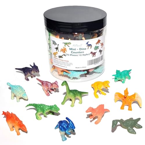 AiFanS Mini Dinosaur Toys for Kids 72 PCS Educational Dinosaur Figures Set for Counting Sorting STEM Activities Easter Eggs Filler with Storage Box - Image 1