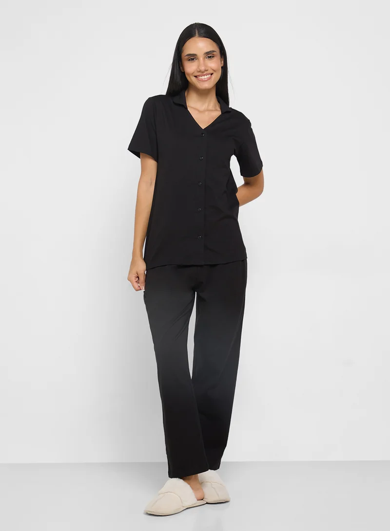 Ginger Cotton Button Up Shirt & Pyjama Set