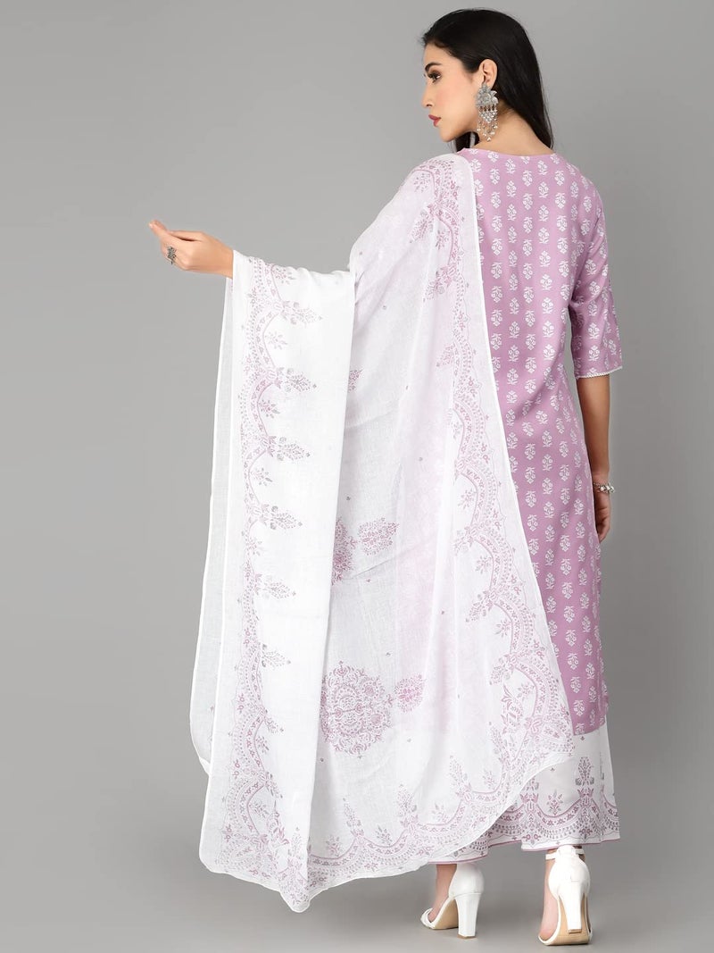 Stylum Women's Embroiderd & Printed Rayon Kurta Pant Dupatta Set - Image 2