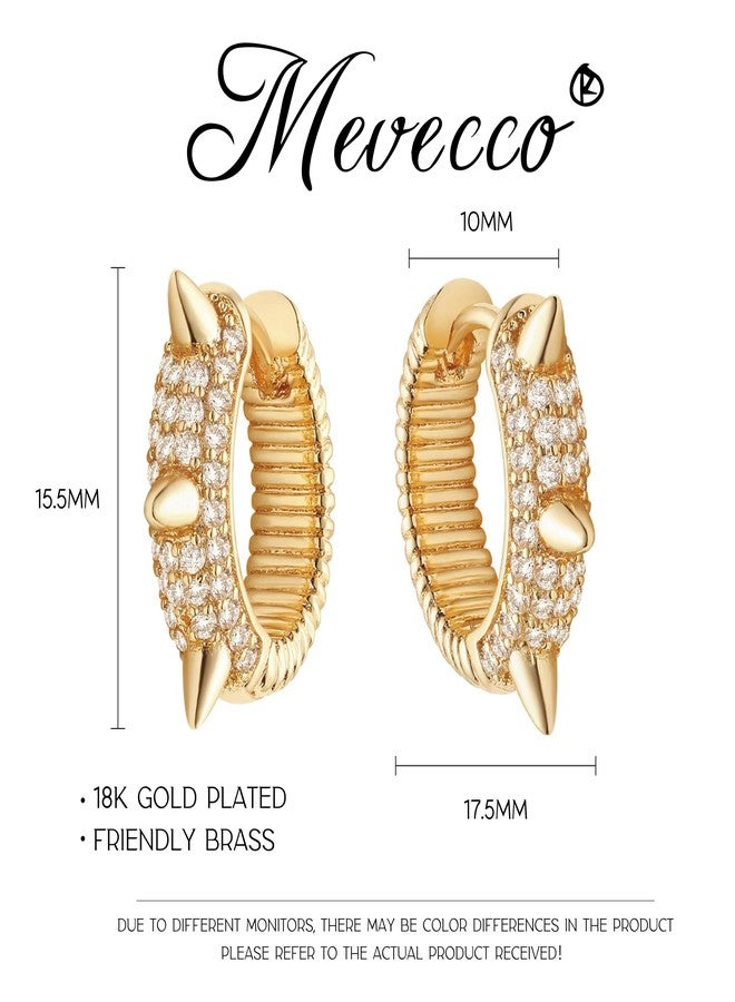 MEVECCO Gold Spike Hoop Earrings for Women 18K Gold Plated Hoop Earrings Handmade Tiny Minimalism Cubic Zircon Hoop Hypoallergenic Earrings for Everyday Jewelry - Image 5