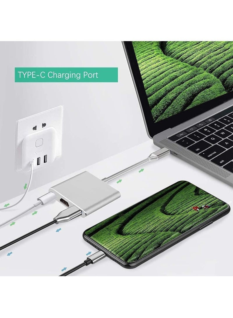 LEDIN 3-in-1 USB C Hub withType C Power Delivery, USB 3.0 & 4K HDMI Adapter ( Silver ) - Image 4