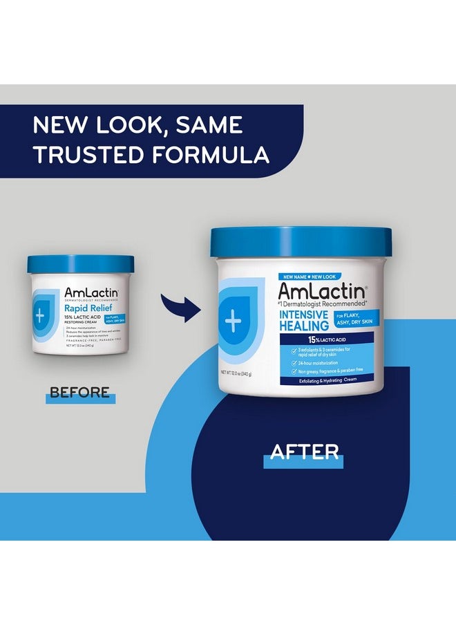 AmLactin - Mlactin Rapid Relief Restoring Body Cream 12 Oz Tub 2In1 Exfoliator And Moisturizer For Dry Skin With 15% Lactic Acid And Ceramides For 24Hour Moisturization - Image 1