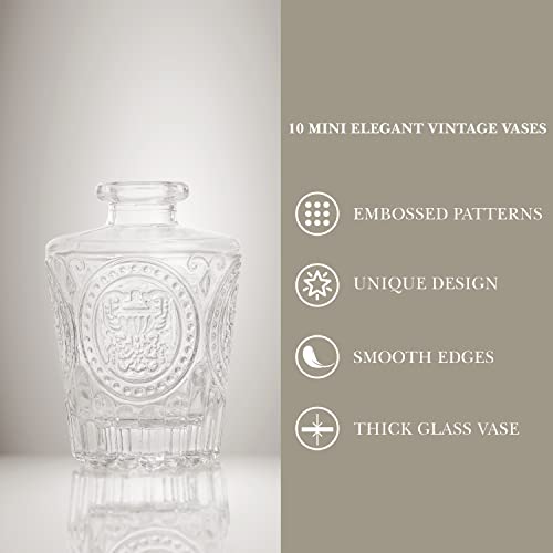 ABOUT SPACE Glass Bud Flower Vase – Pack of 10 Clear Glass Centrepiece for Mini Flowers-Sturdy Textured Drop Shaped Antique Collections for Wedding Decorations & Table Top Decor for Home,Restaurants - Image 4