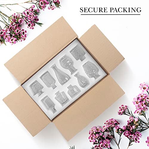 ABOUT SPACE Glass Bud Flower Vase – Pack of 10 Clear Glass Centrepiece for Mini Flowers-Sturdy Textured Drop Shaped Antique Collections for Wedding Decorations & Table Top Decor for Home,Restaurants - Image 5