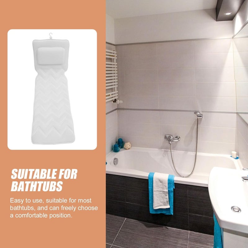 3D Breathable Bath Pillow with Head Neck Support, Oversized Non-Slip Tub Cushion with Suction Cups for Spa and Relaxing Bathtub Use, 1pcs Bath Mat with Wave Design - Image 4