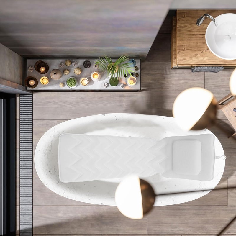 3D Breathable Bath Pillow with Head Neck Support, Oversized Non-Slip Tub Cushion with Suction Cups for Spa and Relaxing Bathtub Use, 1pcs Bath Mat with Wave Design - Image 5