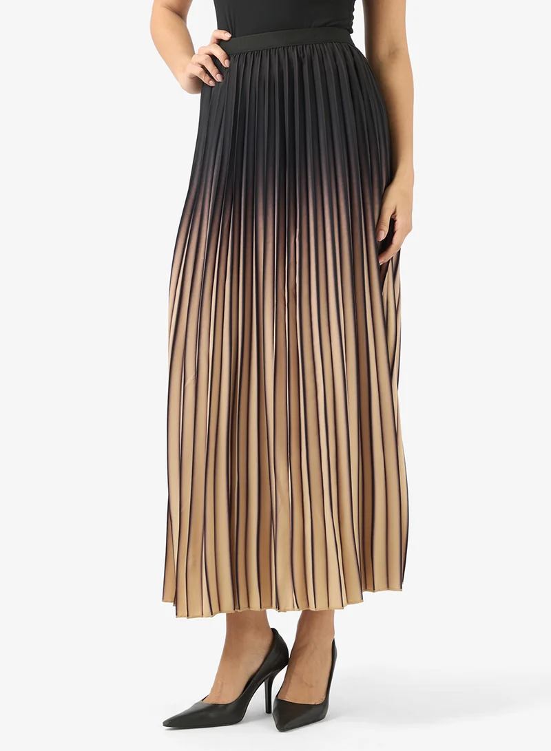 Ombre Pleated Maxi Skirt