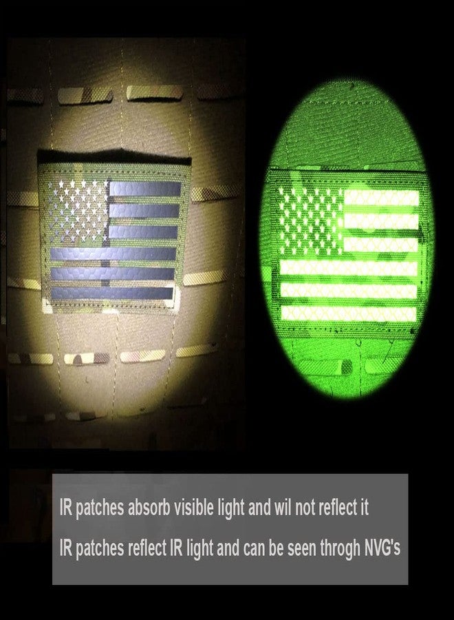 SUVIYA 5x3 inch Large Black Infrared IR US USA American Flag Patch Tactical Vest Patch Hook-Fastener Backing (5" Width x 3" Height) (Black) - Image 2