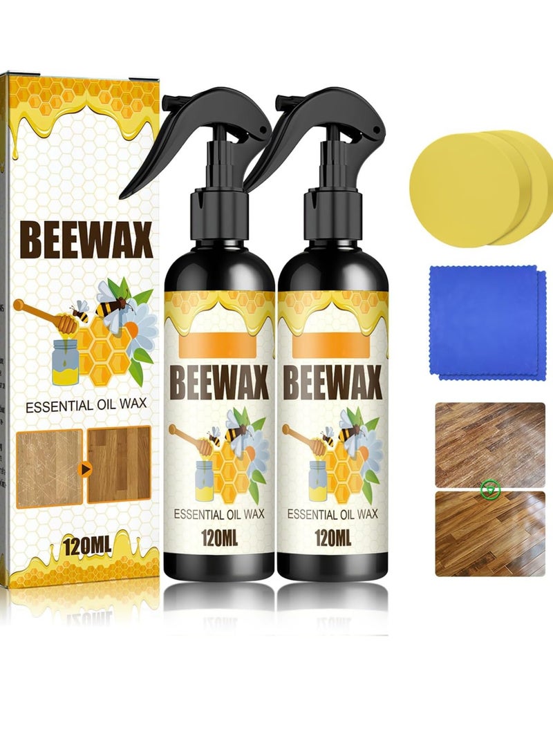 Excefore Natural Beeswax Spray, 2PCS Beeswax Furniture Polish and Cleaner, The Original Wood Seasoning Beeswax for Furniture, Floors, Tables, and Cabinets - Image 1