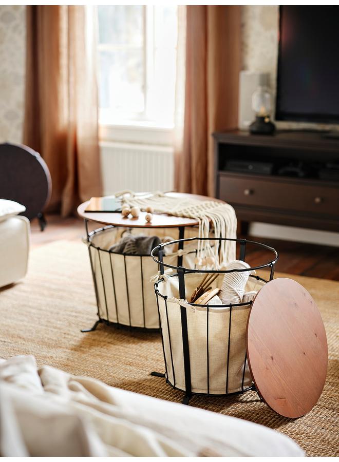 Zaboon Storage table, black/pine light brown stained, 43 cm - Image 3